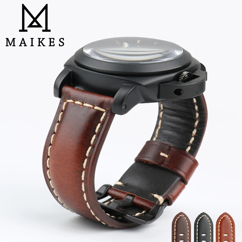 Ремешок для часов MAIKES из натуральной кожи Аксессуары незаменимые цвета 22 мм 24 26