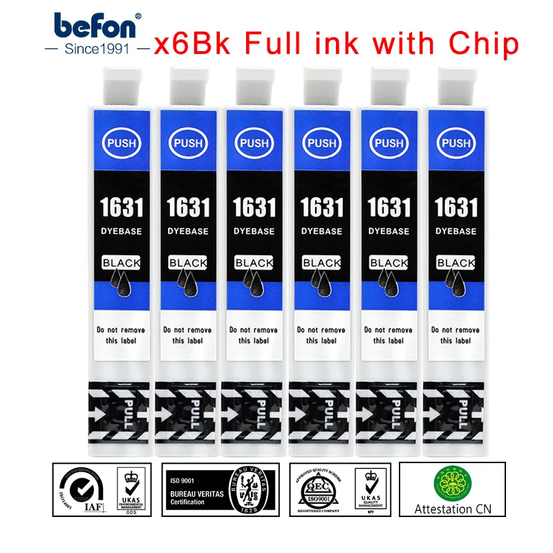 Befon x6 черный 16XL чернильный картридж замена для Epson T1631 T 1631 16 XL WF 2010W 2510WF 2520NF 2530WF 2540WF