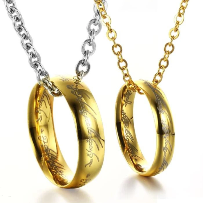 

Free Shipping 316L Stainless Steel The Lord Of Rings 6mm Titanium Steel Pendant Rings For Men Jewelry Free O-Chain Wedding Rings