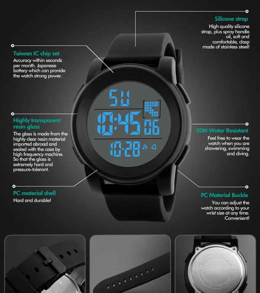 Лидирующий бренд Роскошные мужские спортивные часы для дайвинга 30 м цифровые светодиодные армейские часы мужские модные повседневные электронные наручные часы Relojes
