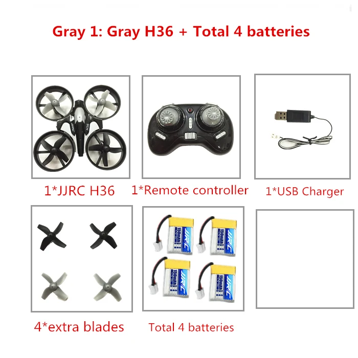 Радиоуправляемый Дрон мини-Дрон JJRC H36 6 осевой Радиоуправляемый квадрокоптер с безголовым режимом дроны один ключ возврат Радиоуправляемый вертолет игрушка Подарки - Цвет: Gray 1