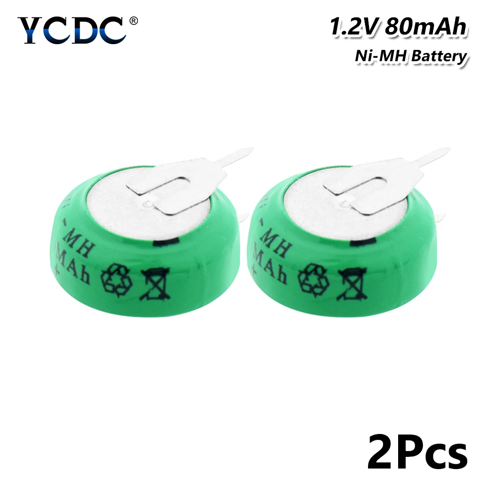 

1.2V 80mAh Ni-MH Li-Po Lithium Li-polymer Batteries Rechargeable Button Coin Cell Battery With Solder Pins 2Pcs for toy