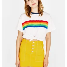 Top corto arco iris para mujer, Camisetas básicas Vintage con gráficos estéticos bonitos Egirl de verano para adolescentes, ropa de talla grande