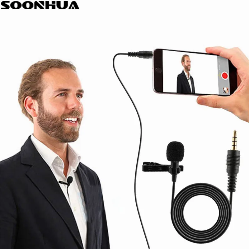 

Professional For Phone Portable Mini Stereo HiFi Sound Quality Condenser Microphone Clip Lapel Mic With PU Bag