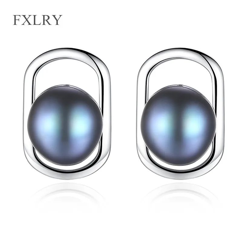 

FXLRY New Design Personality Fashion Women S925 Sterling Silver Simple Natural Pearl Creative Stud Earrings Girl To Gift Jewelry