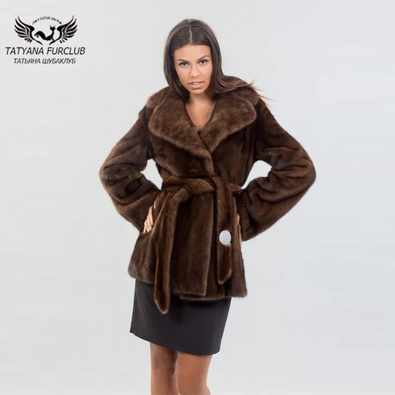Real Mink Fur Coat 2018 New Coming Women Brown Long Type Slim Fur Coats Fashion Street wear Winter Female Fur Jackets Outwear