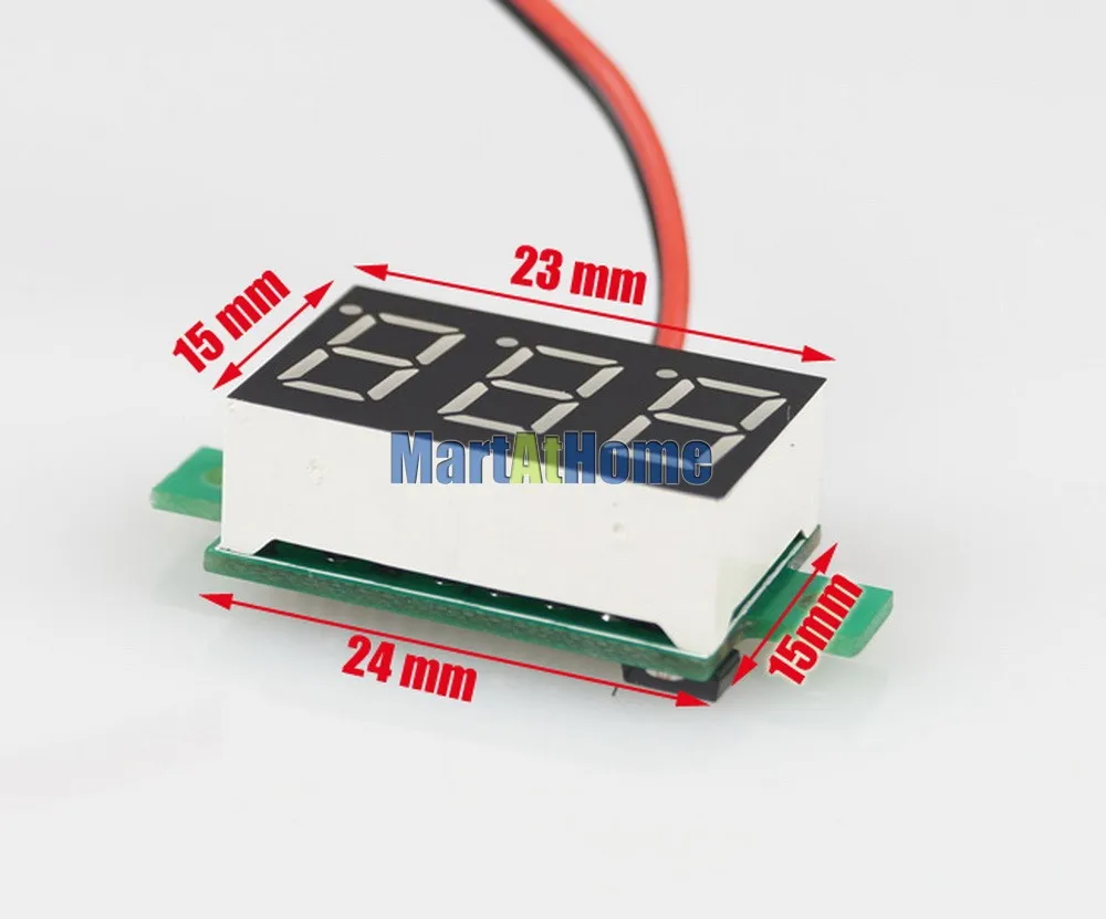 Argedo 2 шт Цифровой вольтметр Вольт экранный измерительный прибор постоянного тока 2,5~ 30 В 2-проводная обратная защита красный# BV182@ CF