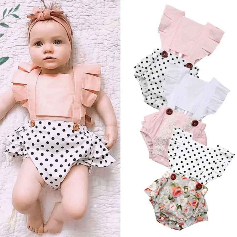 

Newborn Toddler Baby Girl Bodysuit Jumpsuit Dot Ruffle Backless Bodysuit Jumpsuit Outfit Summer Baby Girl Body Clothes