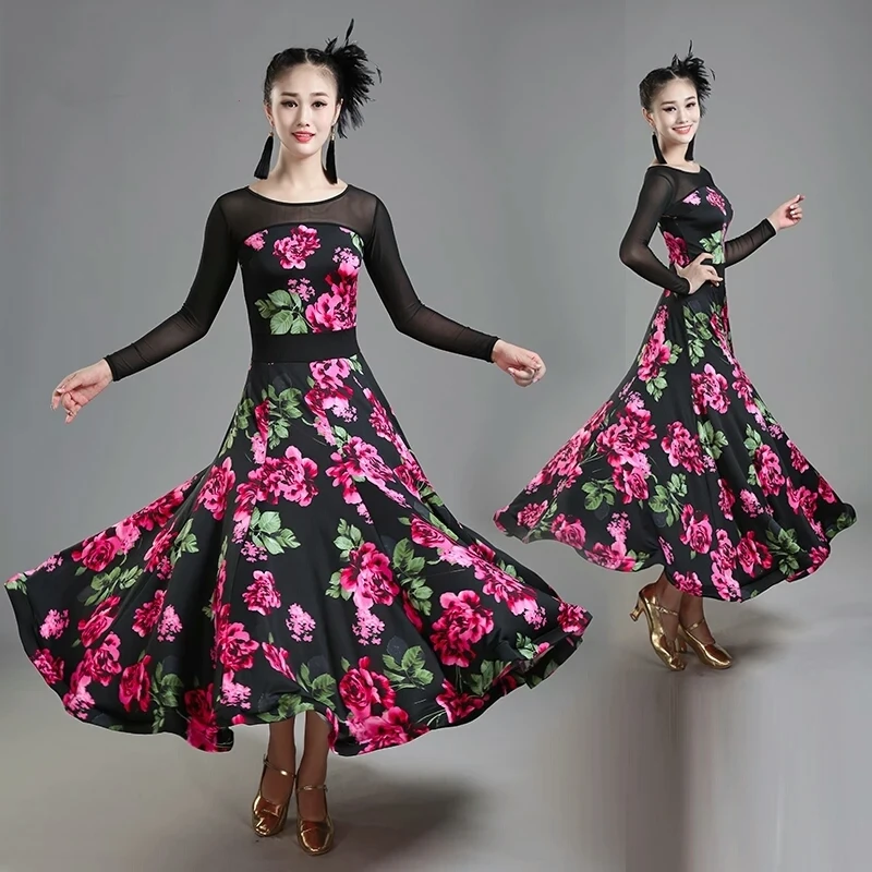 

4 Colors Lady Ballroom Dancing Dress Modern Dance Competition Costume Women Waltz Tango Foxtrot Quickstep Dresses