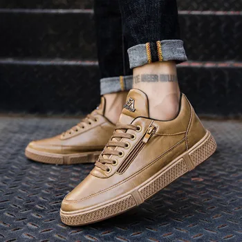 

Men's Casual Shoes Concise Versatile Tide Shoes Autumn and Winter New Fashion Smooth Leather Shoes Anti-skid Hard-Wearing Shoes