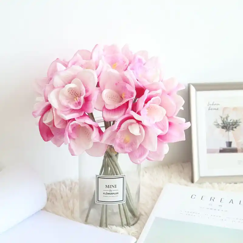 6 бутоны реалистичные искусственные орхидеи PU Cymbidium Magnolias букет поддельные цветы