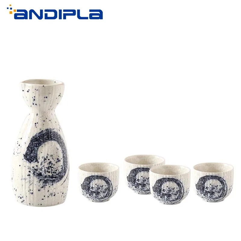 5 шт. японский стиль расписанный вручную керамический винный набор креативные фляги чашки для Саке портативный колбы лабораторные бутылки
