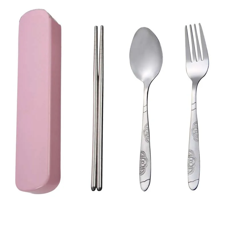 

1 Set Three-Piece Portable Tableware Sets Combination Spoon Fork Chopsticks Bento Tableware Kitchen Tools Tableware 6A0969