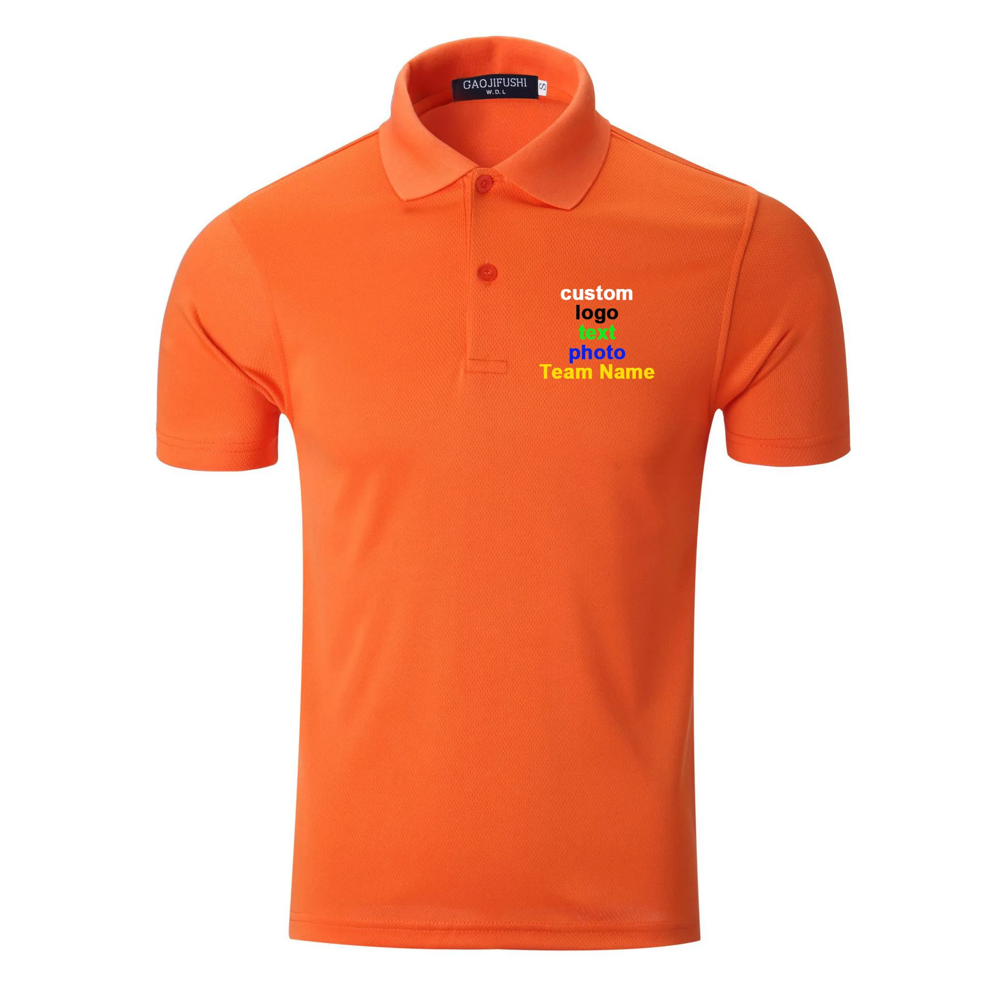 

Custom logo photo text printed company working team uniform men shirts quick dry breathable male boy unisex turn-down collar tee
