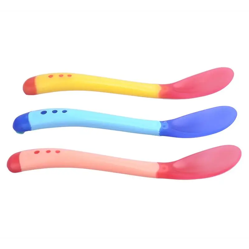Baby Safety Silicone Temperature Sensing Spoon and Fork Feeding FlatwarRKCA 