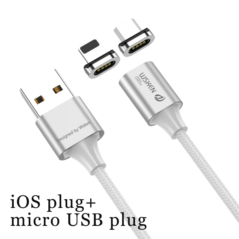 WSKEN X2 магнитное зарядное устройство для iPhone XS XR Micro usb type C кабель 3A Быстрая зарядка для samsung S9 S8 Note 9 USB-C адаптер для телефона - Цвет: for iOS micro USB