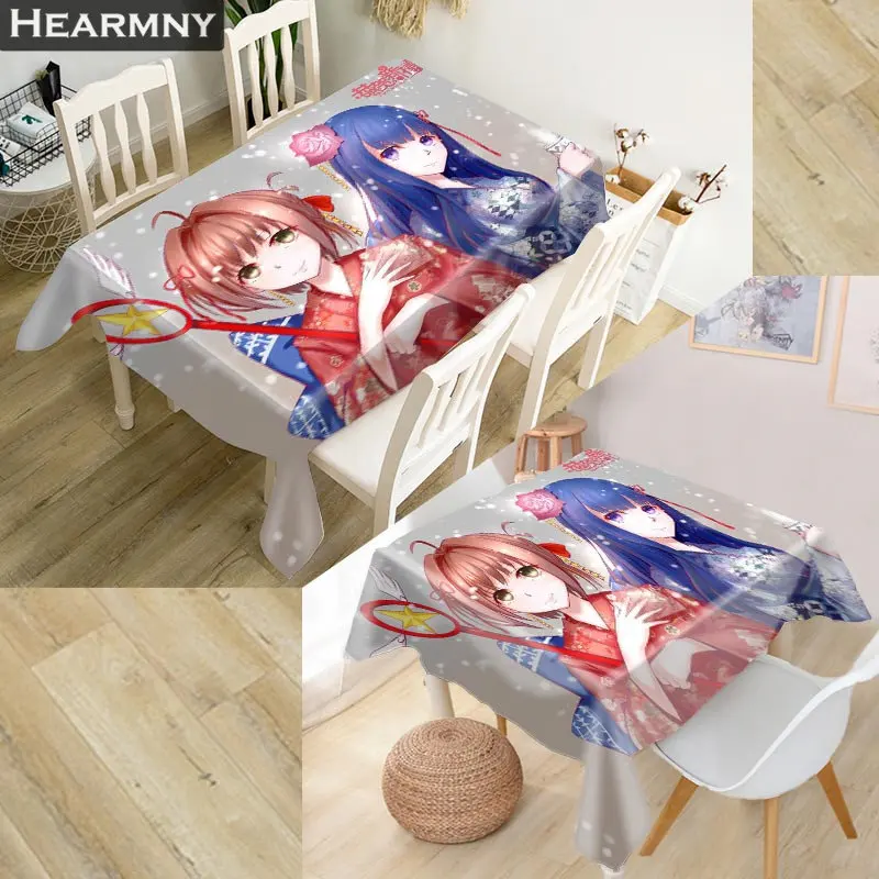 HEARMNY 3D скатерть Cardcaptor Sakura Ткань Оксфорд пылезащитный Прямоугольный Стол Крышка для вечерние домашний декор 100X140cm140X140cm2 - Цвет: 1