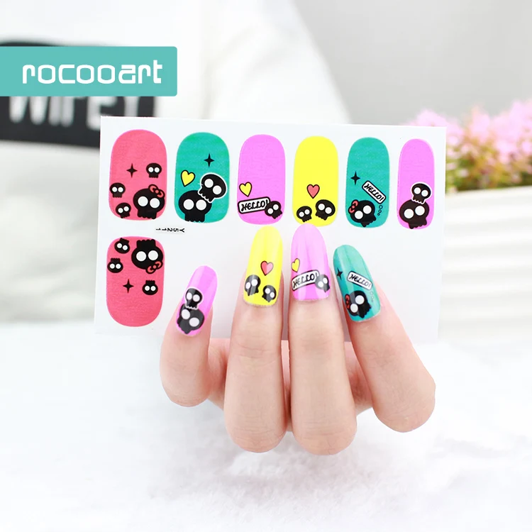

Rocooart Y5211 Lovely Skulls Nail Art Decorations Children Colorful Adhesive Nail Art Sticker Fashion Nail Wraps For Women Nails
