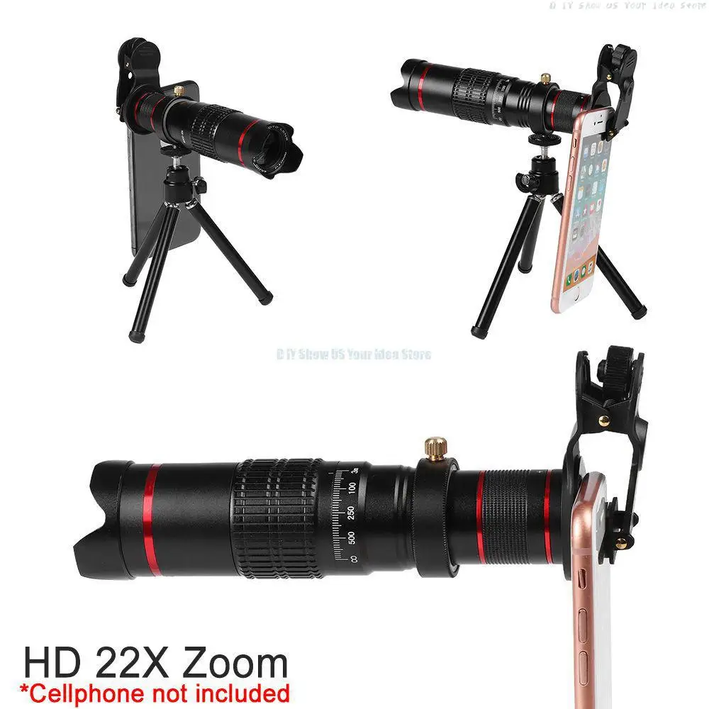 Портативный HD 4K 22x зум телескопический объектив для мобильного телефона телефото