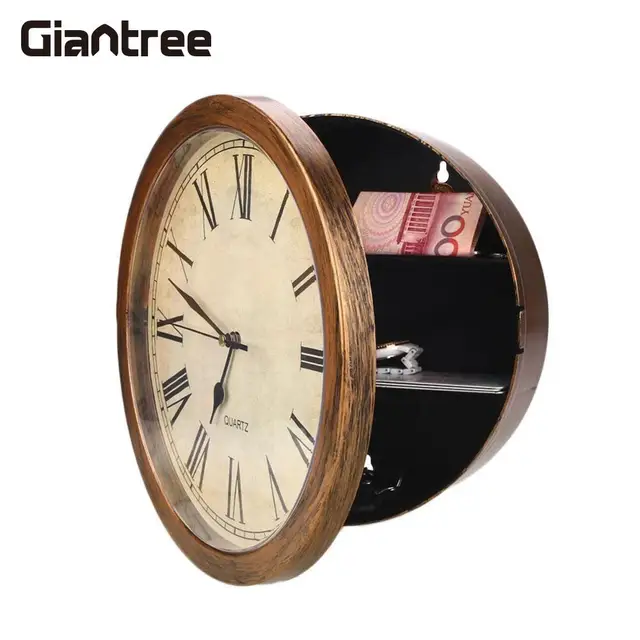 giantree Secret Safe Box Wall Clock Safe Box Wall-Mounted Hanging Key Cash Money Jewelry Storage Security Box Home Decor