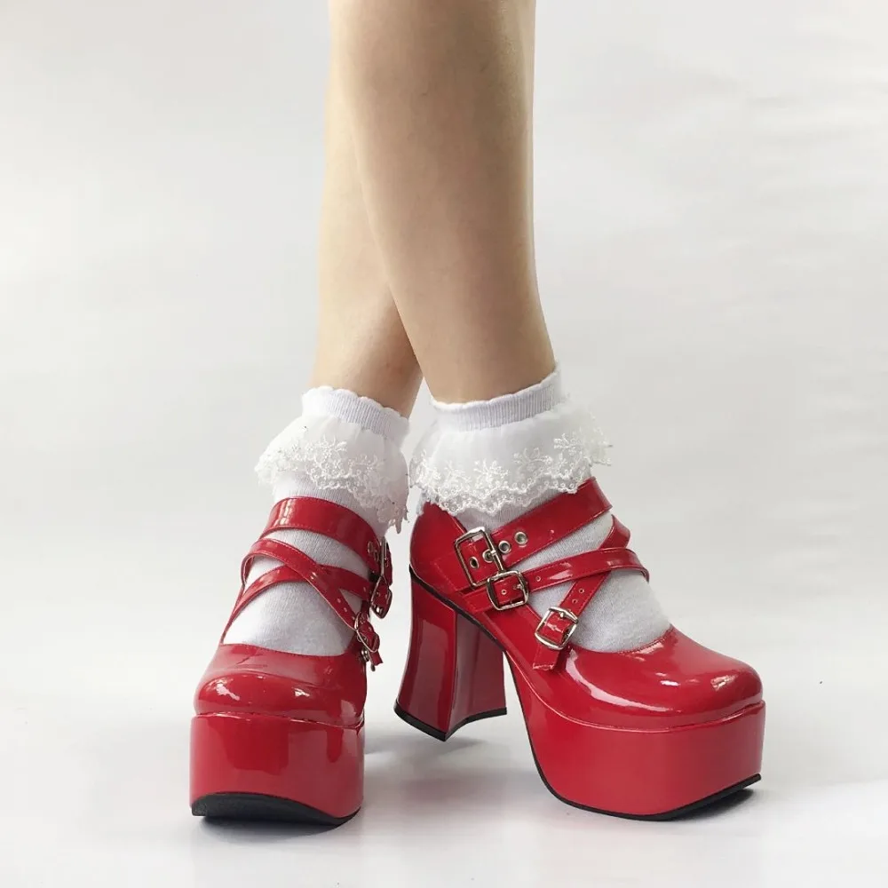 New-9cm-Hoof-Heels-Thick-Platform-Womens-Pumps-Queen-Cosplay-Gothic-Punk-Lolita-Shoes-Ankle-Strap-  11