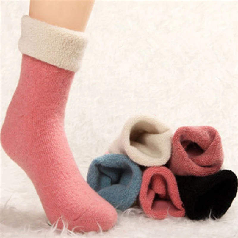 Для женщин зимние теплые носки шерсть махровое полотенце, носки Flutty керлинг Полный волос женские корейские утолщение ослабить рот длинные
