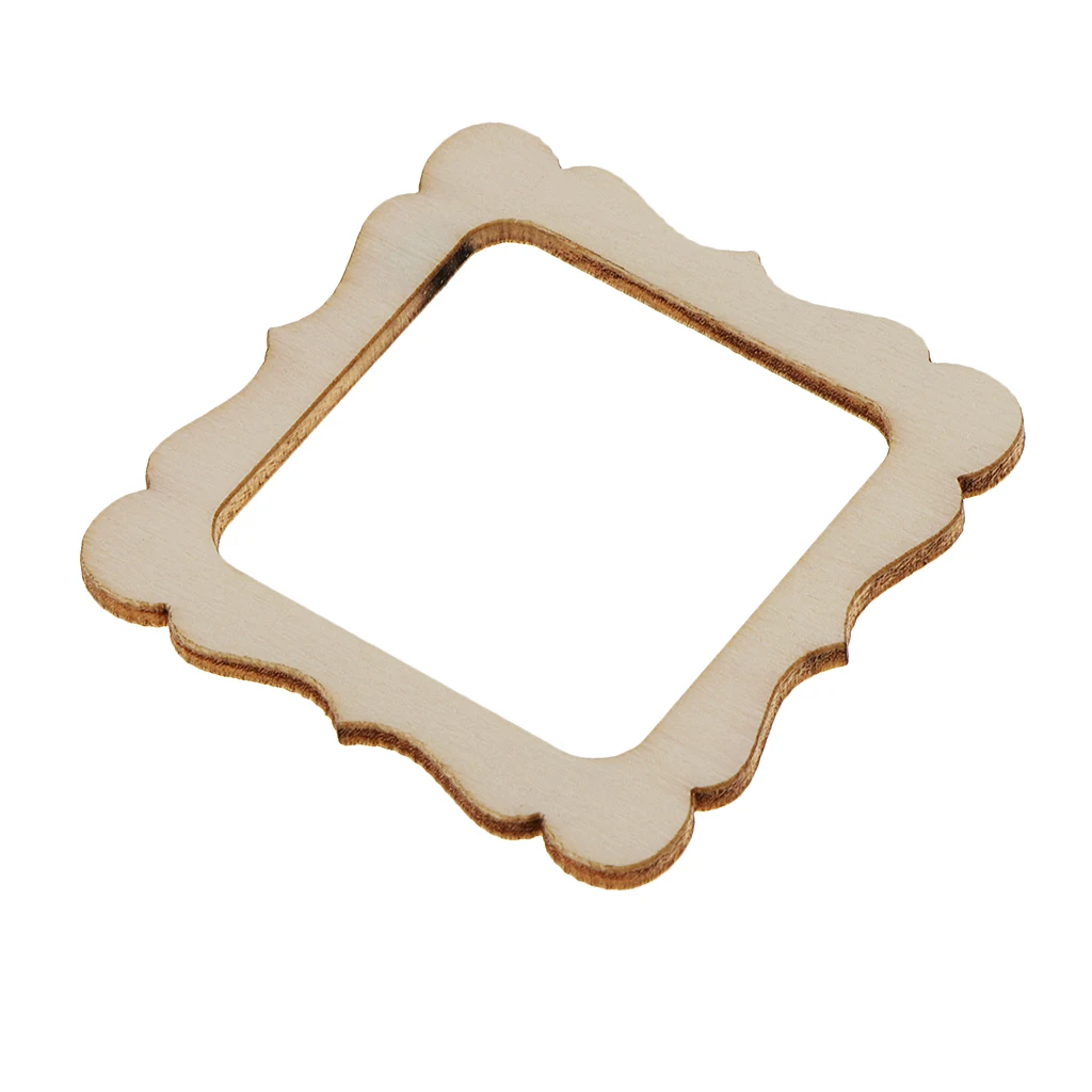 Pack of 20 Wooden Frame 50mmx50mm Unfinished Wooden Photo Frame Cutout Shape, Wood Craft for DIY Wedding Decorations Props