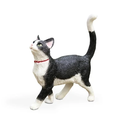

Black and White Cat Figurine Simulation Cat Model Cute Pet Cat Home Decoration Car Crafts