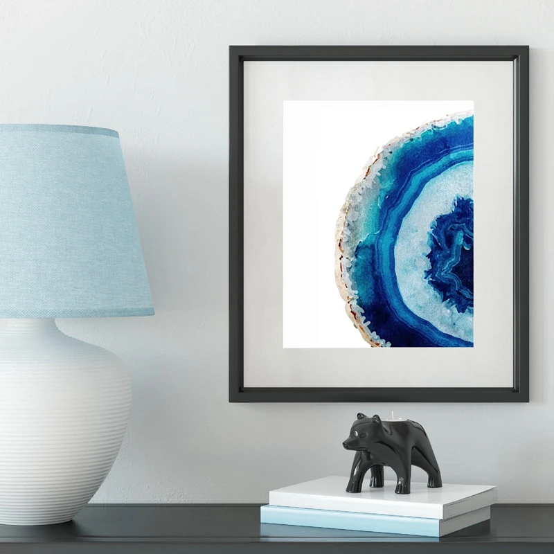 

Blue Watercolor Agate Poster Gems Wall Artist Residence Decorative Canvas Painting Print Picture Painting Can Be Customized