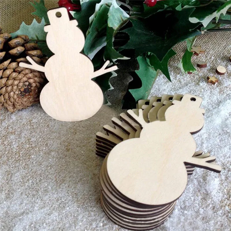 

10pcs Christmas Tree Snowman Wooden Pendants Ornaments Christmas Party Decorations Xmas Tree Ornaments for Home Decoration