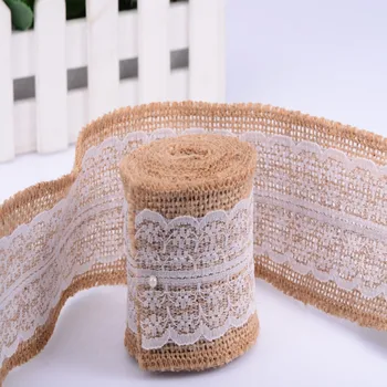 

12pcs 6x200cm White Lace Natura Jute Cake Ribbon Burlap Hessian Trims Tape Roll Wedding Party Tables Chairs Strap Decorations