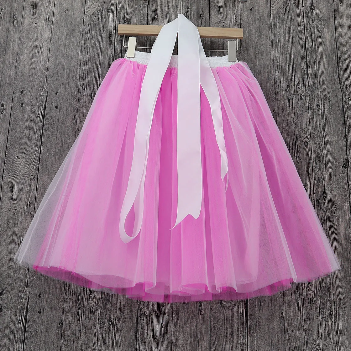 Розовая фатиновая юбка на заказ с высокой талией для женщин вечерние длинные юбки принцессы с эластичной резинкой на талии для девочек Солнечная пушистая юбка-пачка Femme