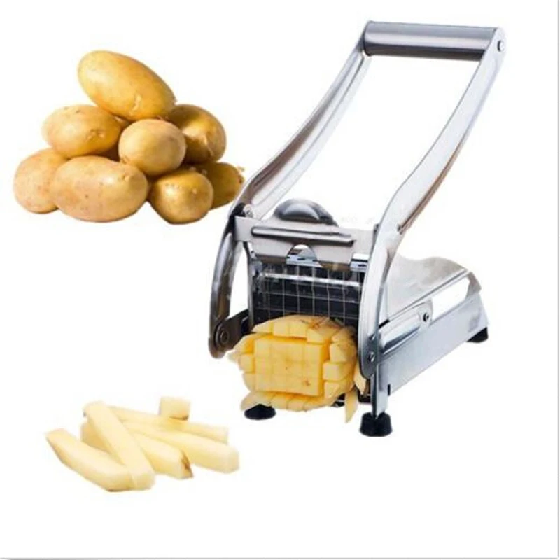  1 Pc Free Shipping Stainless Steel French Fries Potato Chips Strip Cutting Cutter Machine Maker Slicer Chopper Dicer + 2 Blades 