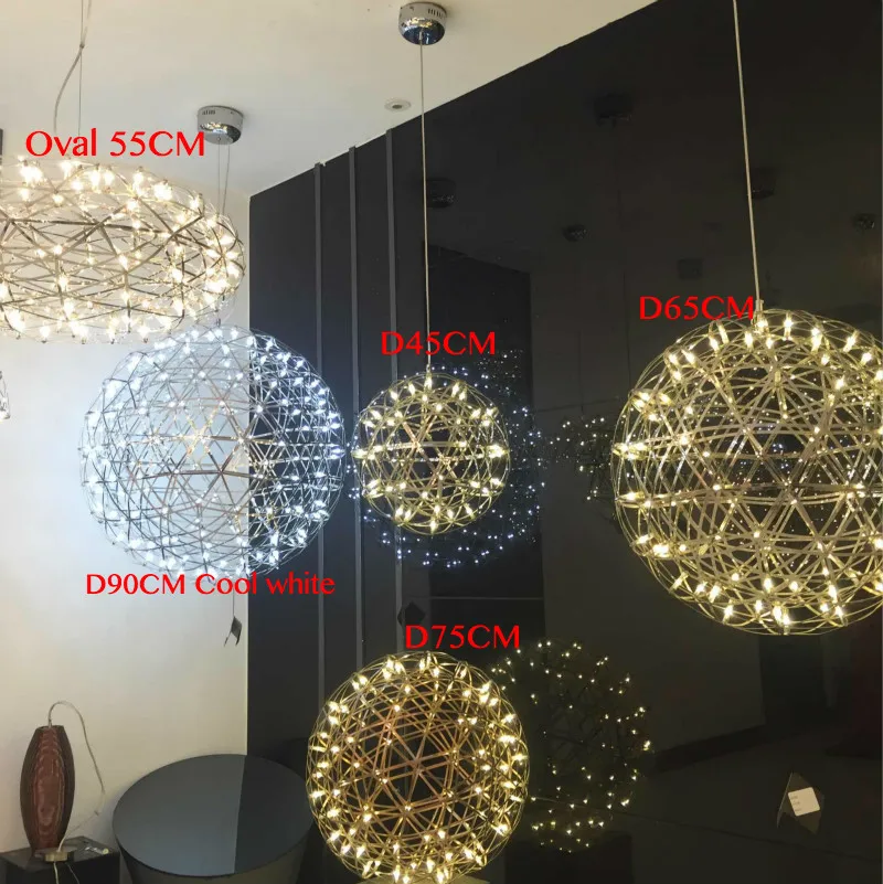 Hand Made Stainless Steel Creative Circle Pendant Light Raimond Puts LED Firework Lamp Ball Restaurant D20/D30/D45/50/60CM