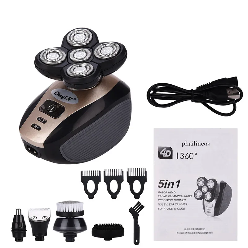 Najtaniej 5w1 wielofunkcyjny elektryczny maszynka do włosów w nosie Clipper Ricoh głowy golenie łysy maszyna akumulator 4D ruchoma głowica Razor Shaver56