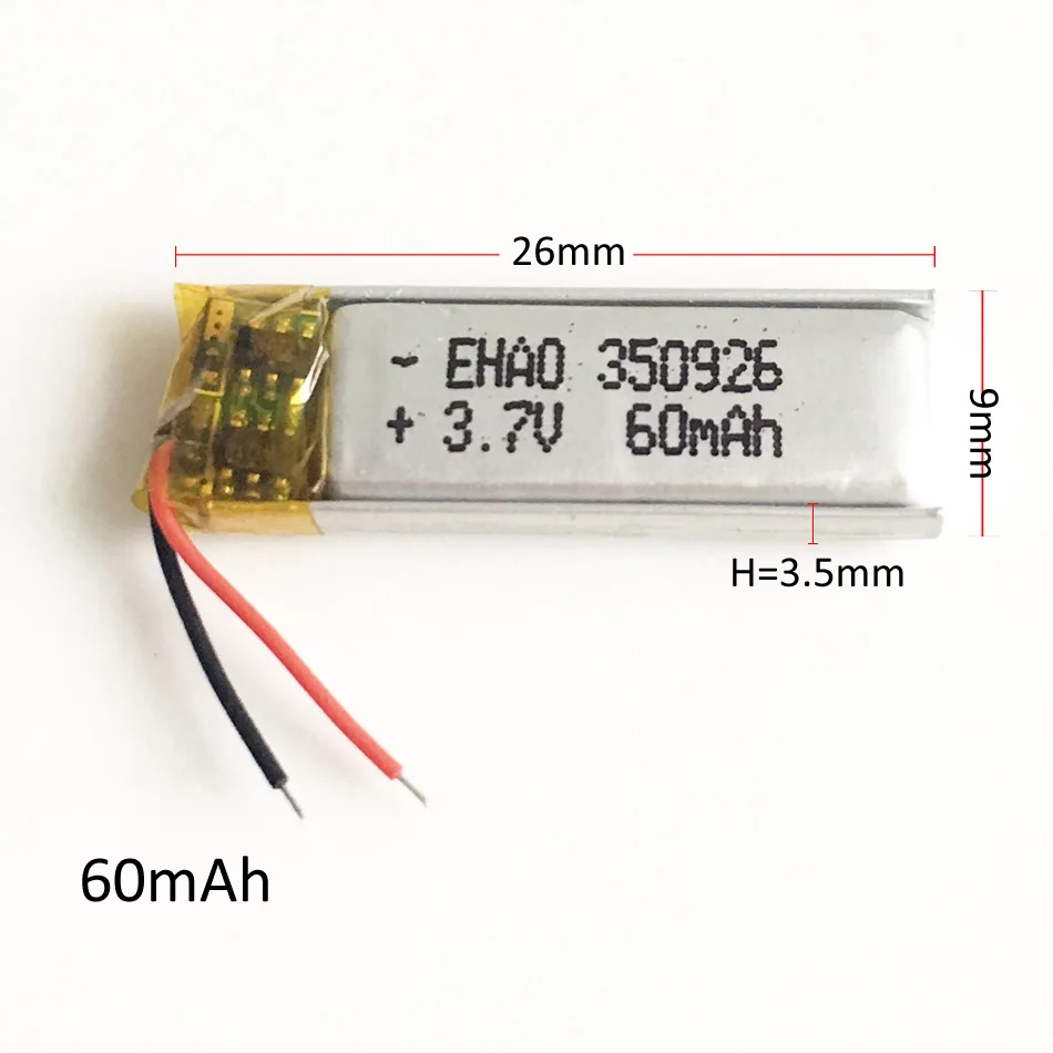 10 шт. 350926 3 7 в 60 мАч литий полимерная LiPo аккумуляторная батарея для Mp3 наушников