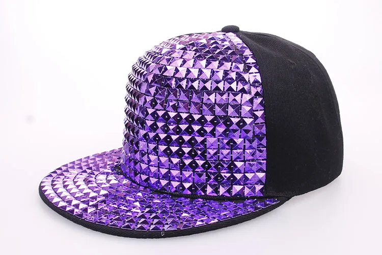 Унисекс уличная новая плоская шляпа панк шапки хип-хоп модные блестки Chapeu для мужчин и женщин