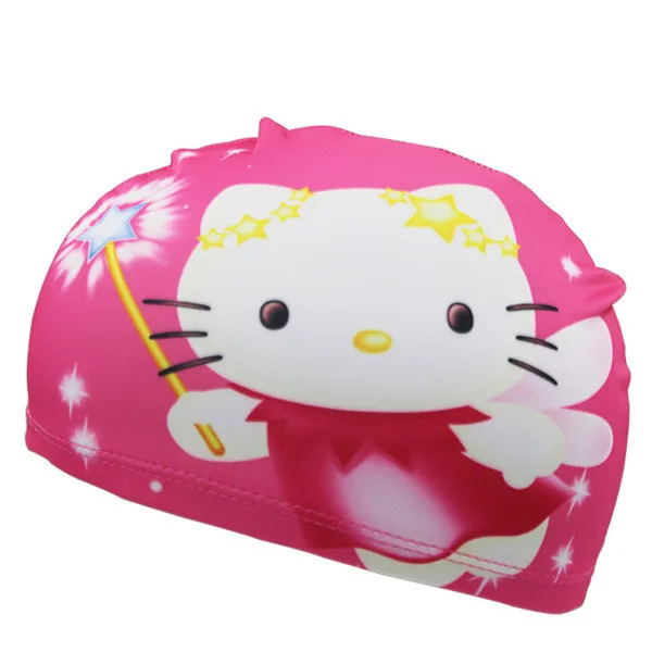 New Cute Cartoon Print Swimming Caps for Children Kids Polyster Pool Swim Caps for Long Hairs Swim Hat Bathing Caps for Baby