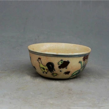

Antique Ming Dynasty the Chenghua Porcelain cup /Classic painting Chicken Ceramic bowl 02