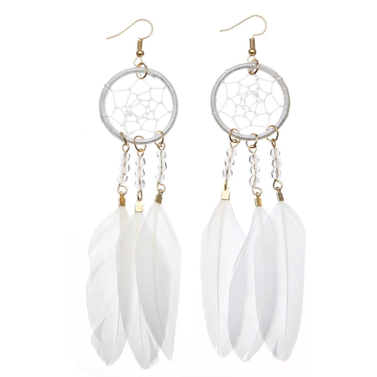 Dream Catcher Hook Earrings Feather Gypsy Chic Colorful Earrings  Long Tassel Drop Dangle Earring Trendy Female Boho Jewelry