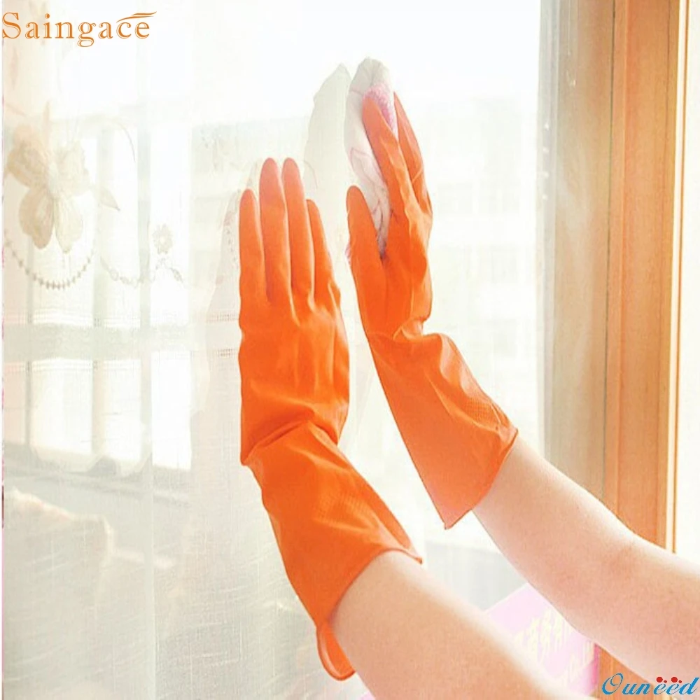 

Saingace home Kitchen Clean Accessories Tools Waterproof Rubber Latex Gloves for Dish Washing Laundry Housework
