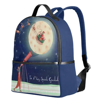 

2018 New Fashion Christmas Backpack for Men & Women Cute Deer Cartoon Pattern Multi Pocket Zipper Backpack Canvas Schoolbag