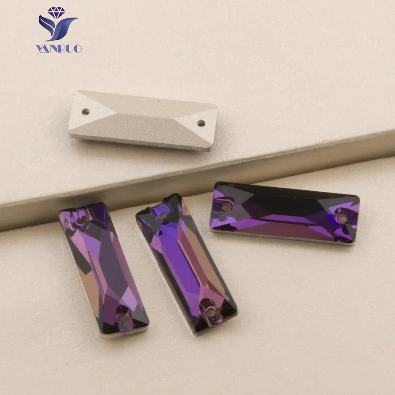 

YANRUO #3255 Cosmic Baguette Purple Velvet 6x18 9x26mm Sew On Crystals Flat Back Rhinestones Stones For Clothes