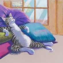 Неторопливая мультяшная кошка DIY картина по номерам 24 цвета пигментная кисть Искусство Ручная роспись креативная цифровая картина маслом