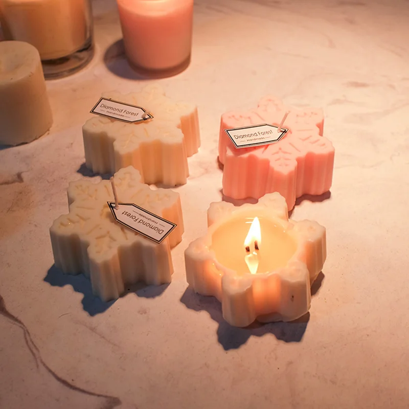 

Snowflake Shape Candle Silicone Mold Christmas Aroma Gypsum Plaster Crafts Mould Snow Soap Mold Christmas Candle Home Decor