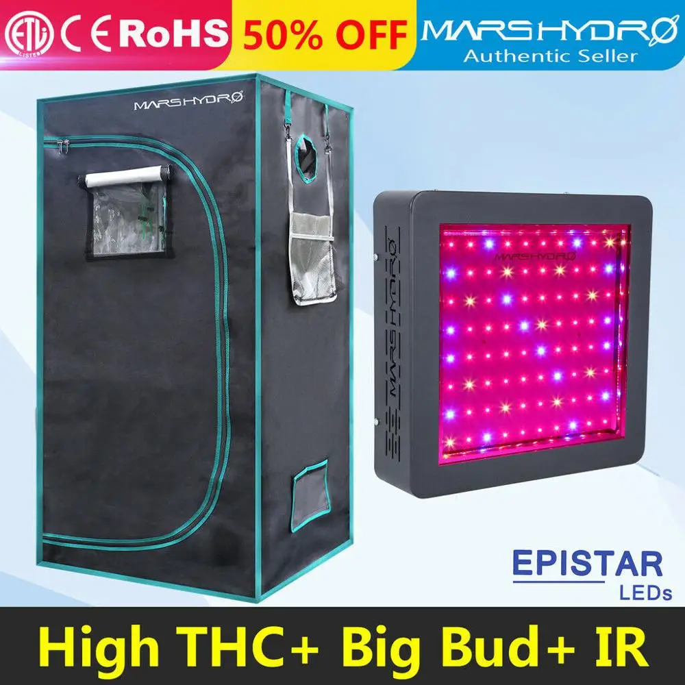 

MarsHydro Led Grow Light MarsII 400 188W Draw Power +70*70*160CM Hydroponics Indoor Grow Tent Stock in USA,UK,AU,Canada,UK