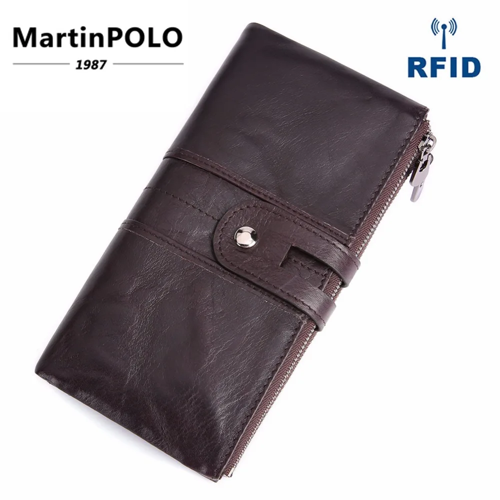 

2018 Men Wallet Clutch Genuine Leather Brand Rfid Wallet Male Phone Long Clutch Zipper Wallets for Business Coin Purse2072