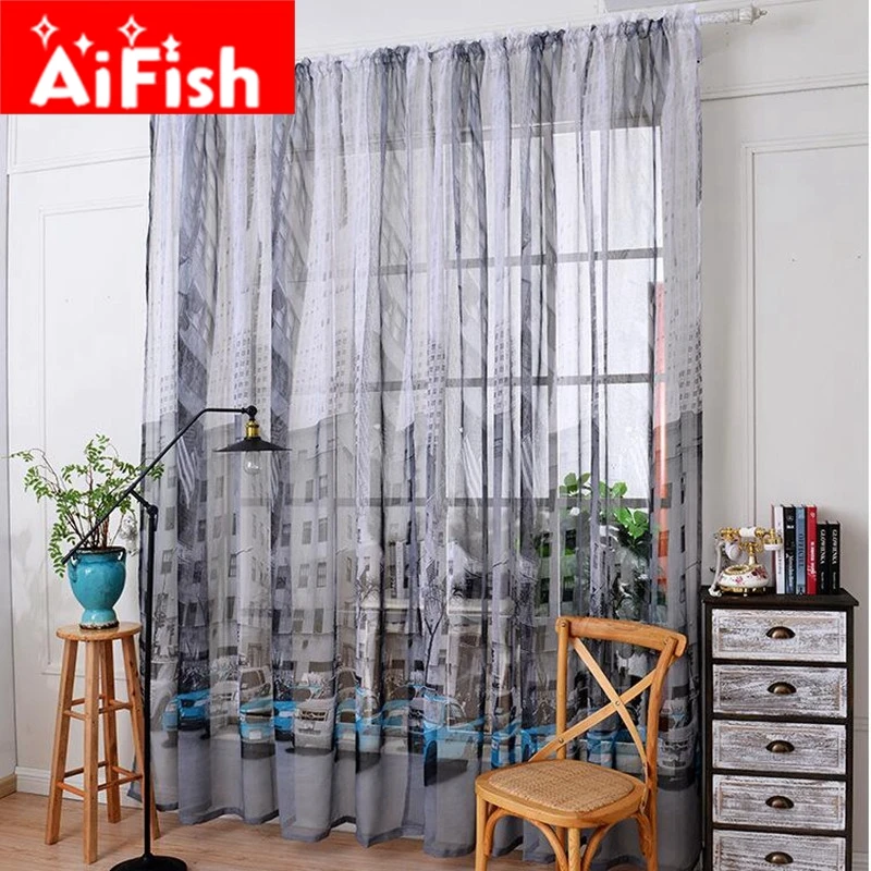 Image New Arrivel Cartoon Car Printing Cotton Fabric Gauze Custom Finished Kitchen Curtains Kids Curtains For Living Room DF020#20