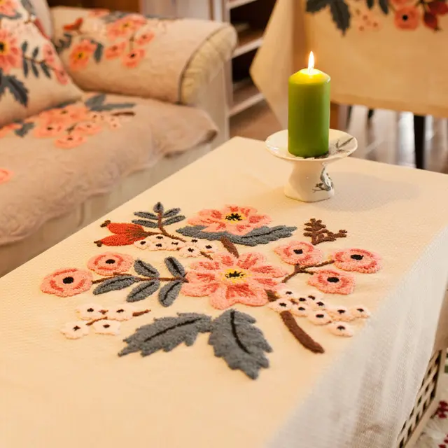 Tarohome Honeycomb Fabric Hand Embroidery Table Cloth Dustproof Tarohome Honeycomb Fabric Hand Embroidery Table Cloth Dustproof Cover For Home Tablecloth Kitchen