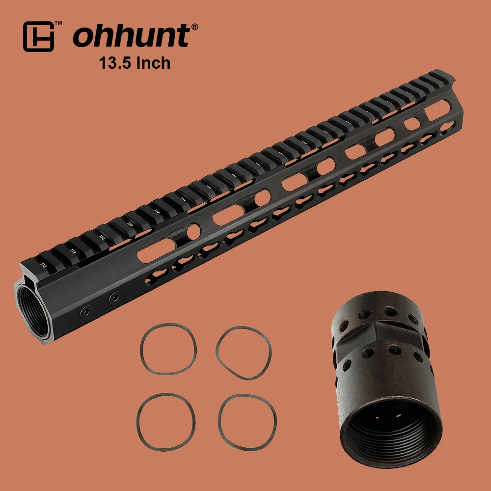 

ohhunt Tactical 13.5 Inch AR15 Free Float Picatinny Rail Keymod Handguard with Steel Barrel Nut for AR-15 M16 Riflescope Mount